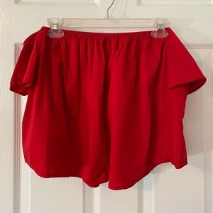 Red strapless blouse